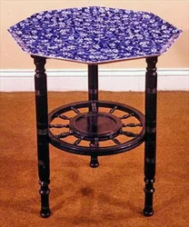Arts and Crafts Tisch mit Minton Tablettoberteil, ca. 1890